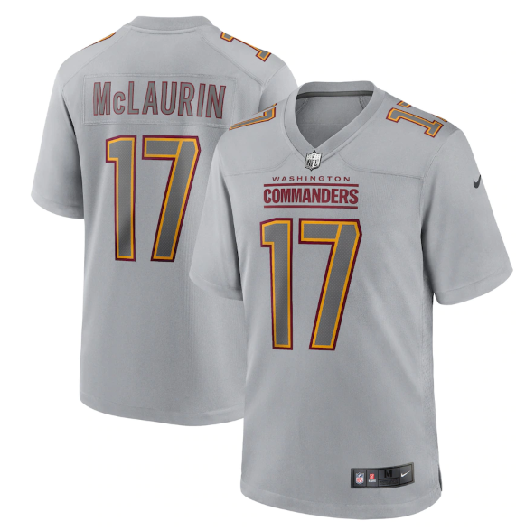 Men's Grey Washington Commanders #17 Terry McLaurin Atmosphere Fashion Stitched Game Jersey